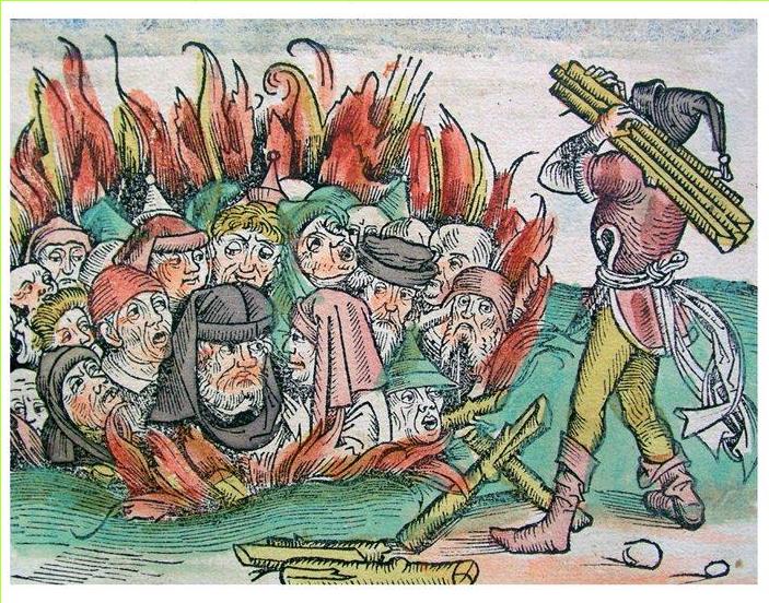 העלאה באש של יהודים בימי המוות השחור, המאה החמש עשרה